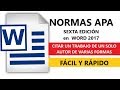 NORMAS APA SEXTA EDICIÓN, CITAR TRABAJO DE UN SOLO AUTOR EN WORD, 2017