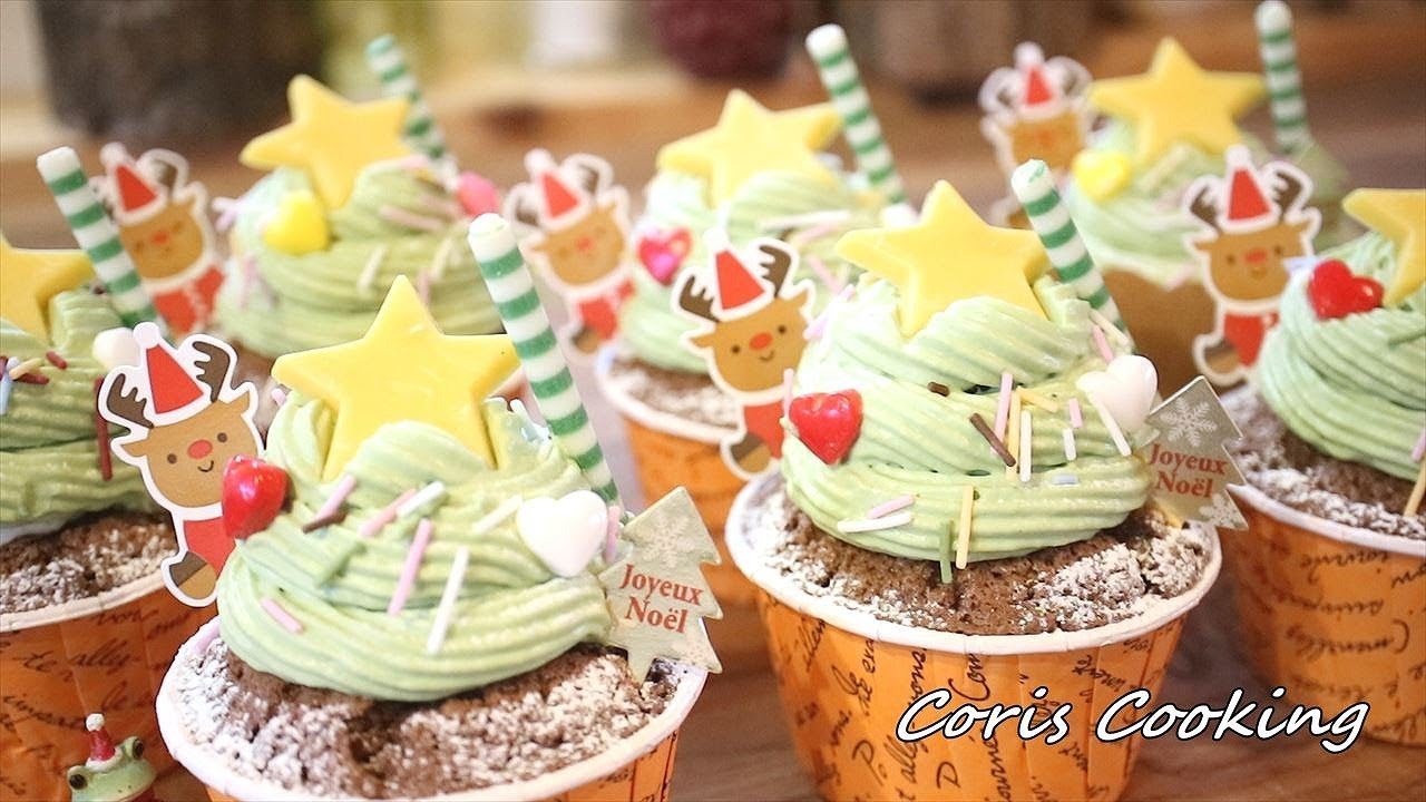 カップケーキで簡単miniクリスマスツリーケーキの作り方 How To Make Cup Cake Of Christmas Tree Coris Cooking Youtube