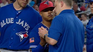 Tor@nyy: stroman gets checked out, exits game