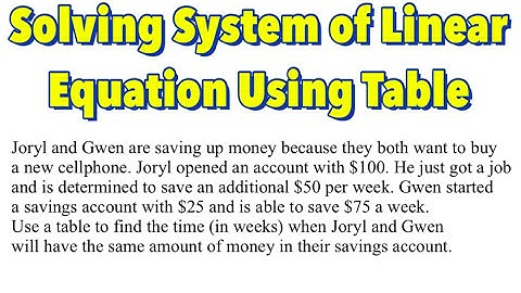 Solving Word problems on System of Linear Equations Using a Table (Part 1)
