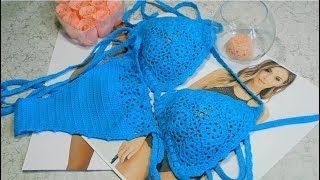 Вяжем крючком ажурный купальник. Вязание лифа. Вяжем крючком ажурный купальник. Вязание лифа.