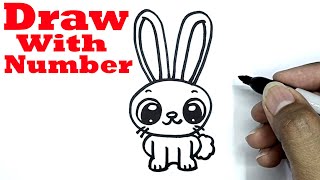 how to draw a bunny rabbit with number 3 drawing with number