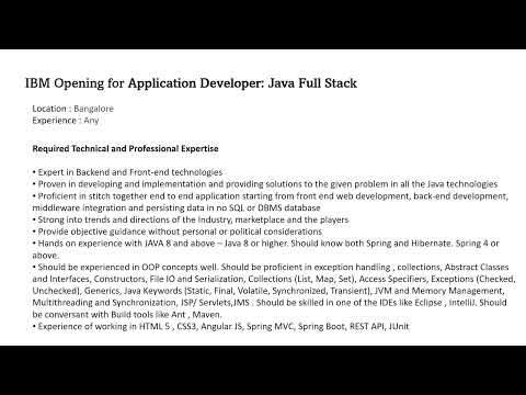 IBM Opening for Application Developer: Java Full Stack | Link in description