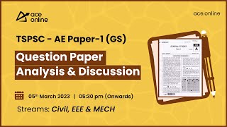 TSPSC AE Paper - 1 ( General Studies ) Question Paper Analysis & Discussion | ACE Online Live