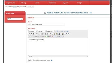 Adding a URL (weblink) resource to a Moodle Course Page