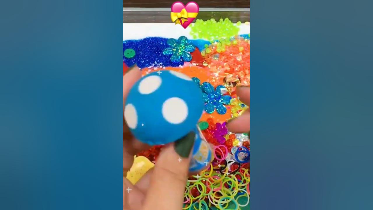 Best oddly satisfying ASMR mixing of glitter beads charms in Slime # ...