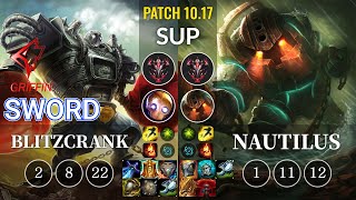 GRF Sword Blitzcrank vs Nautilus Sup - KR Patch 10.17