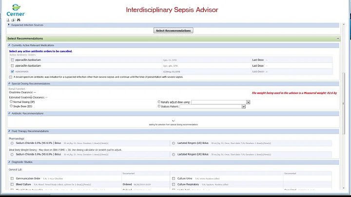 Cerner Sepsis Management Advisor for Providers