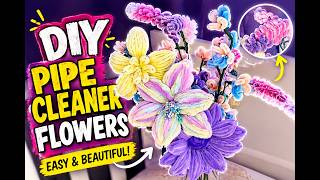 DIY Multicoloured Lavender Bouquet 🌈 🪻| Easy Chenille Pipe Cleaner Flowers
