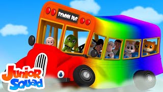 Rainbow Wheels On The Bus | Nursery Rhymes Song For Children | Bus Song | Kids Rhyme By Junior Squad