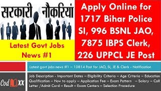 Latest govt jobs news #1 | Apply for 10814 post of SI, JAO, JE and Clerks