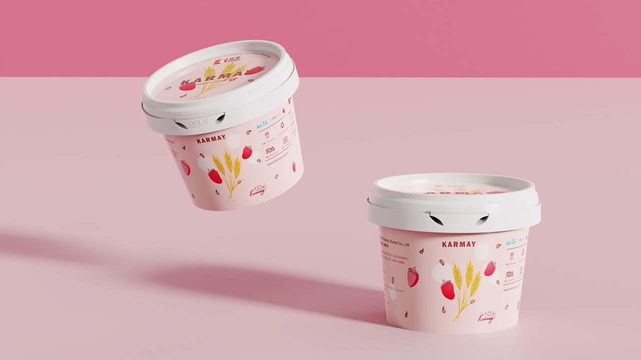 Food Grade 150ml 75g Plastic Round Ice Cream Cups With Lid Spoon