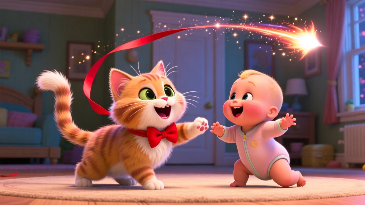 Little Kitten Red Bow 🐱🎀 Cute Cat Song for Kids | Fun Nursery Rhyme Playtime