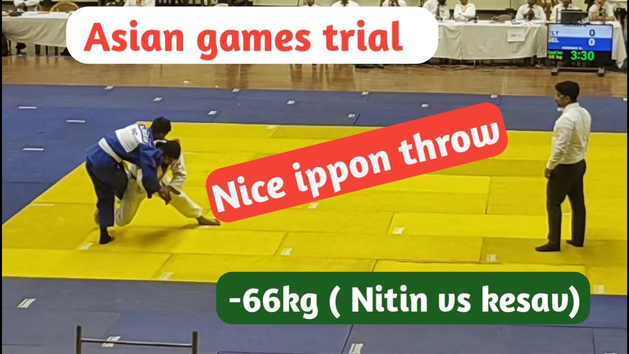 -66kg asian games trial  ( Nitin VS Kesav ) || Nice Ippon throw by Nitin 