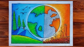 How to Draw World environment day poster, Save natura drawing easy