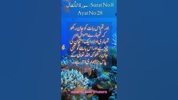 Surah Al-Anfaal | سورة الأنفال   Ayat No 28 | #quran #azanislamicstudio