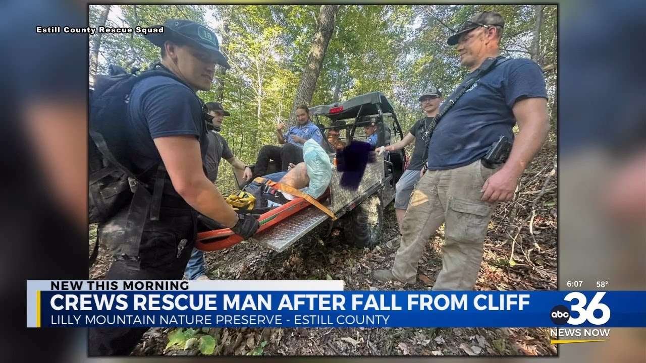 Crews rescue man who fell off a cliff - YouTube