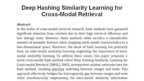 Deep Hashing Similarity Learning for Cross Modal Retrieval