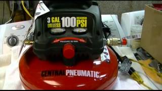 Harbor Freight - Central Pneumatic 3 Gallon Oilless Pancake Style Air Compressor Review