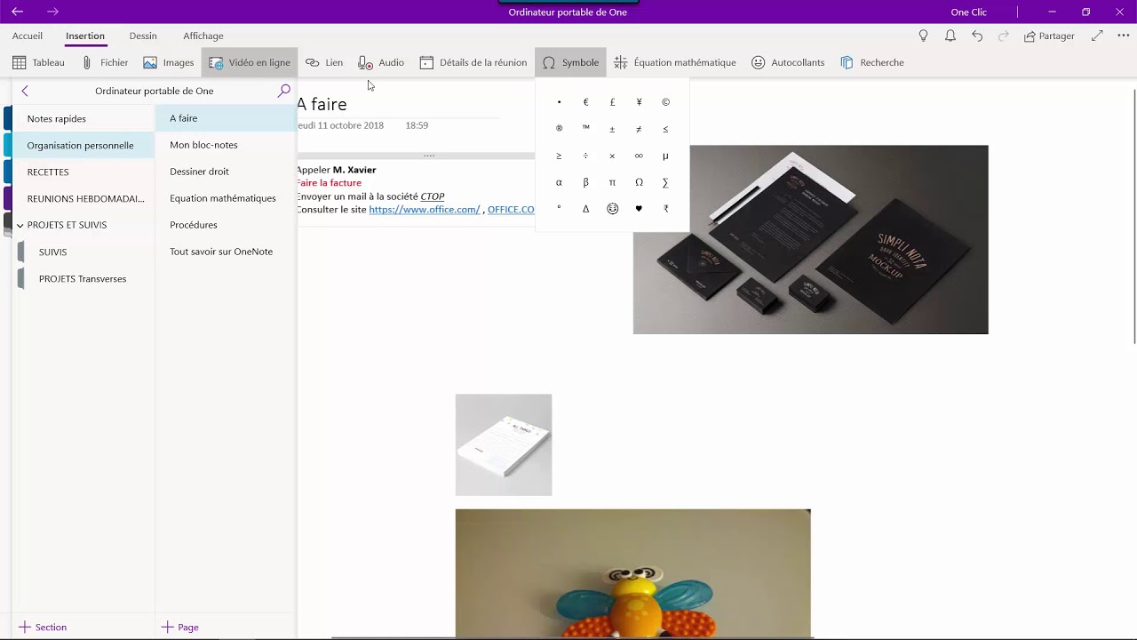 Insérer un symbole dans OneNote - YouTube