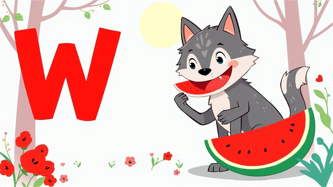 W is for Wolf and Watermelon! 🐺🍉