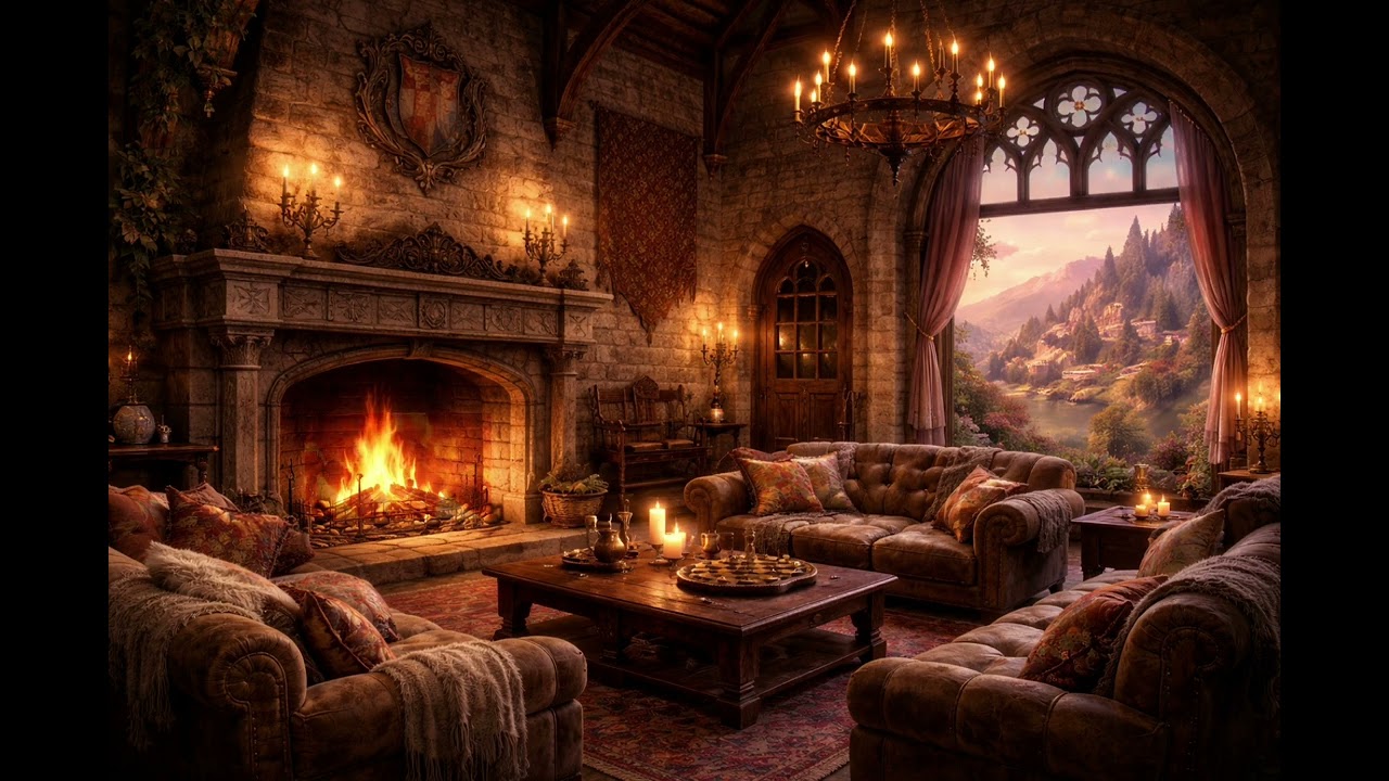 Cozy  Night in Cozy Cottage Ambience 🔥 Warm fireplace Gentle  Sounds for Sleep, Relax #cozyambience 