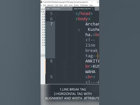 page formatting tags in HTML -line break , paragraph with alignment ...