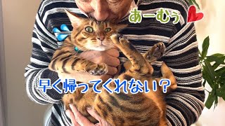 実家の父が必殺『猫吸い』が炸裂してます！