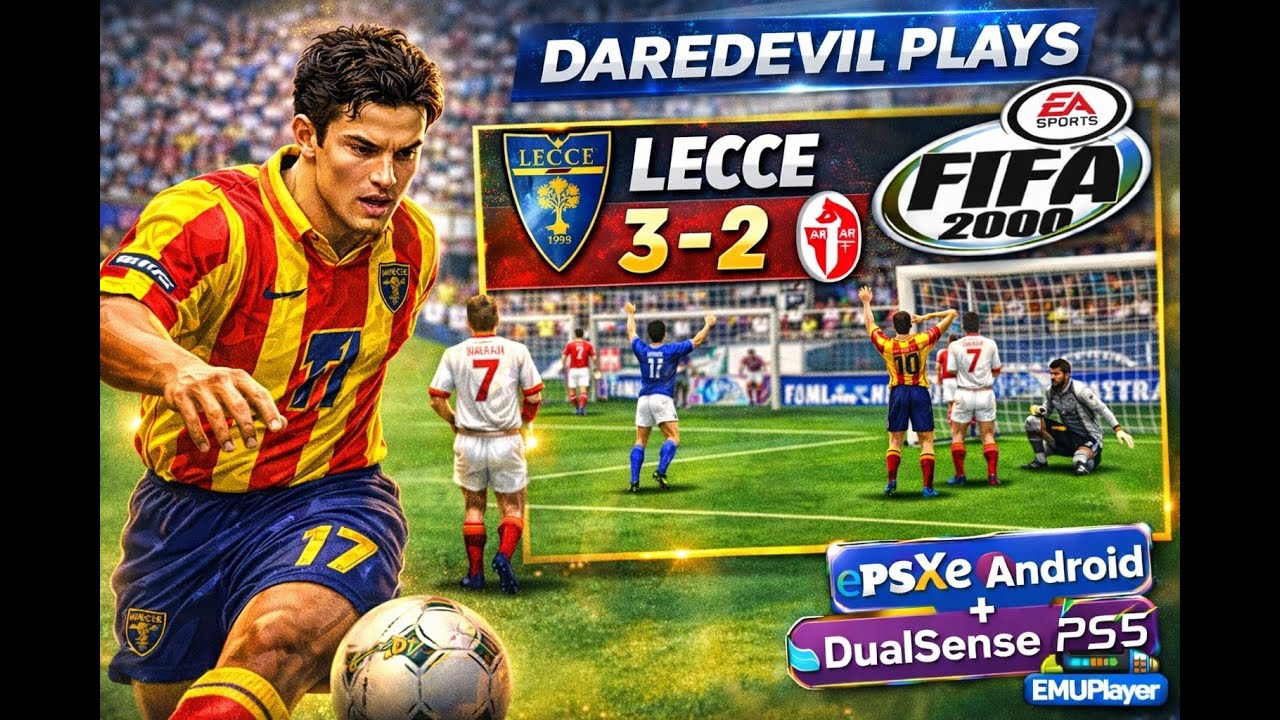 Daredevil Plays FIFA 2000 PS1 | Lecce 3-2 Bari – Full Match on ePSXe Android DualSense PS5