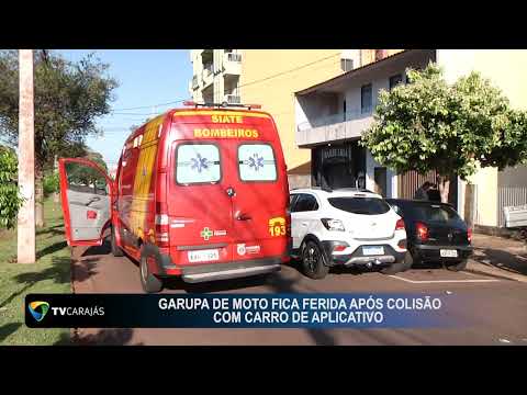 Garupa de moto fica ferida após colisão com carro de aplicativo