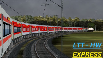LTT - HW Ac Express At Curve in Indian Train Simulator IRV2 Route