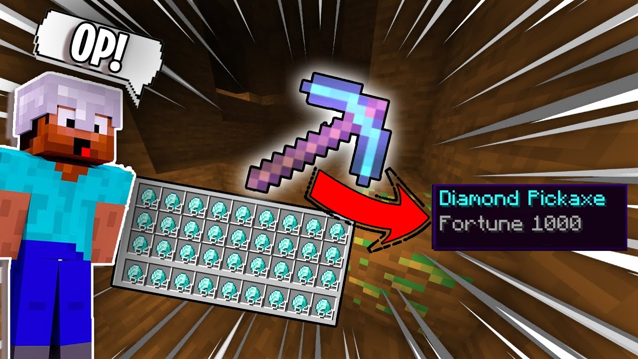 How to Get FORTUNE 1000 Pickaxe In Minecraft Fortune 1000 VS Fortune 3