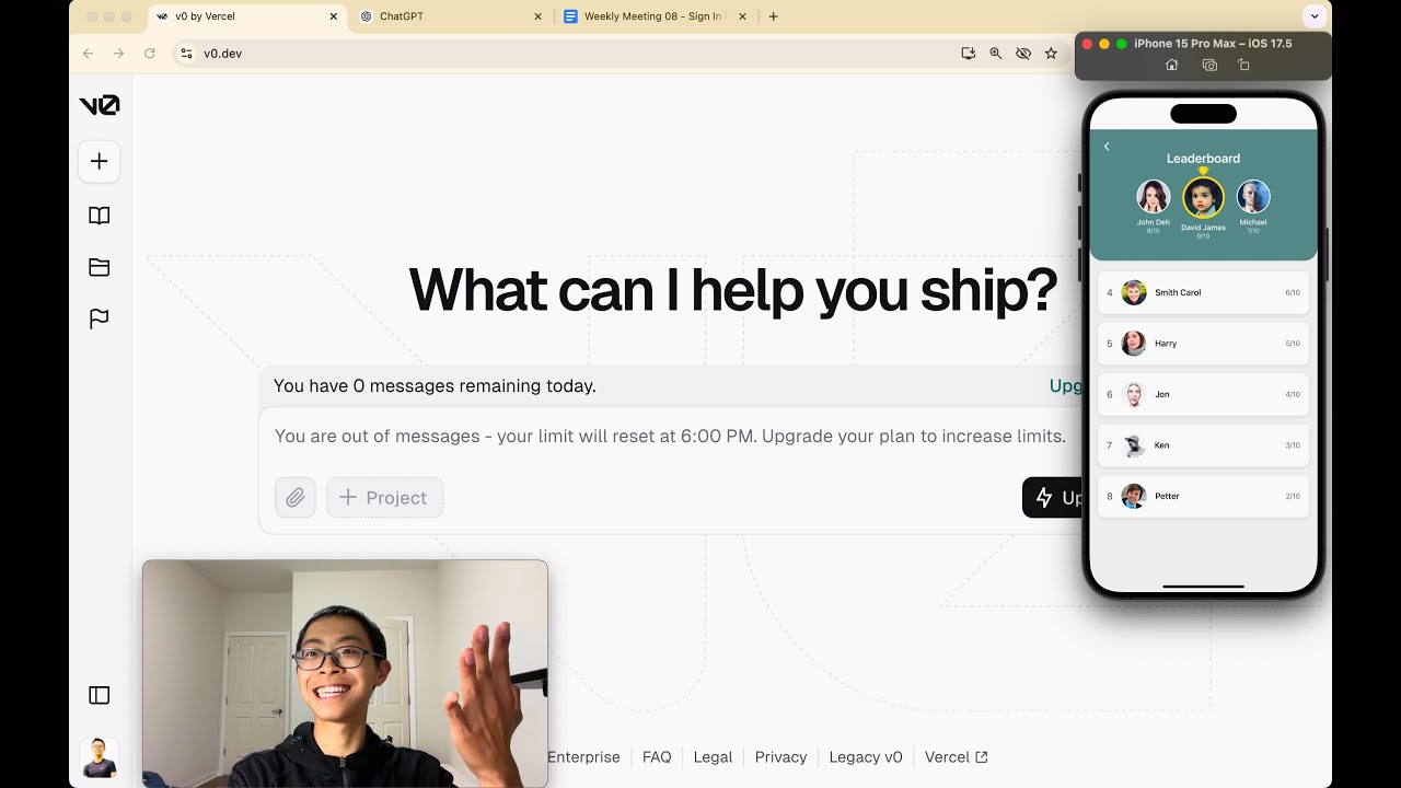 V0 Vercel for React Native -- how to create a quiz app leaderboard ...