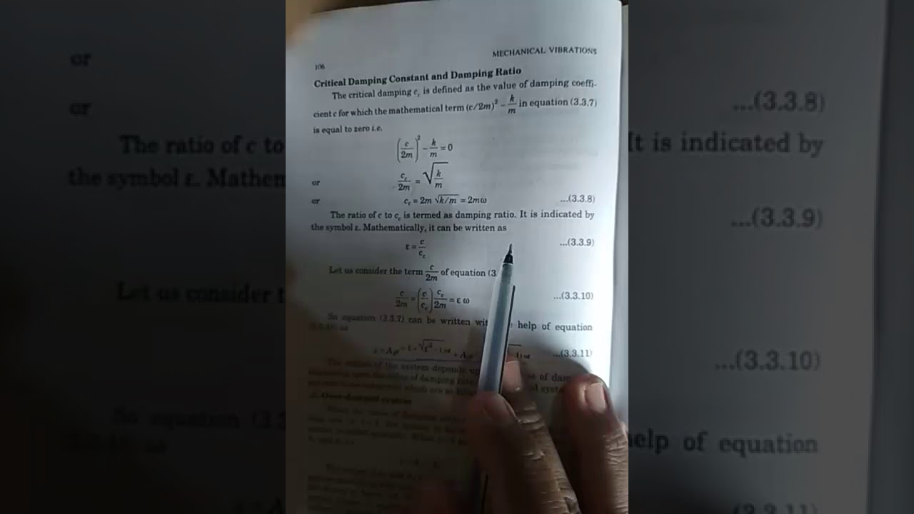 Critical damping constant and damping ratio