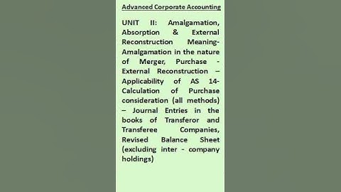#shorts | Advanced Corporate Accounting Syllabus |#madrasuniversitybcomsyllabus |#bcom4thsemester