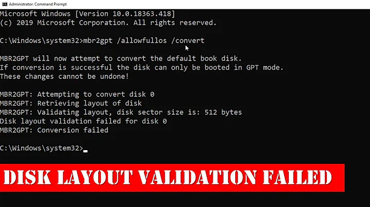 MBR2GPT Disk Layout Validation Failed