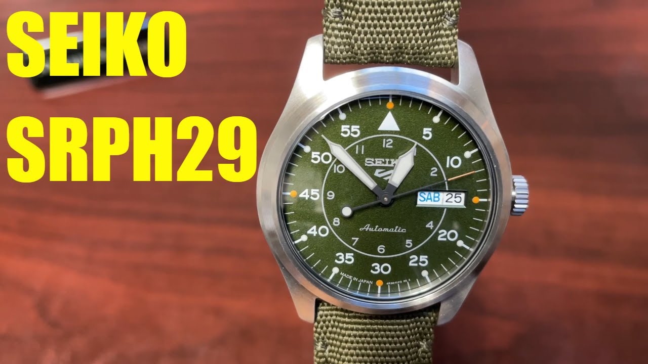 Seiko 5 Sports Automatic Military Style Watch SRPH29K1 SRPH29 - YouTube