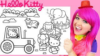 Coloring Hello Kitty & Animals | Crayons & Markers