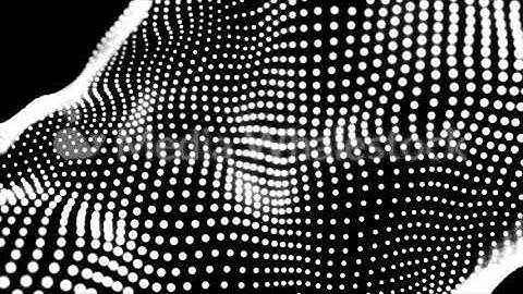 Abstract white particles forming abstract texture on black background, seamless loop. Animation. 3D