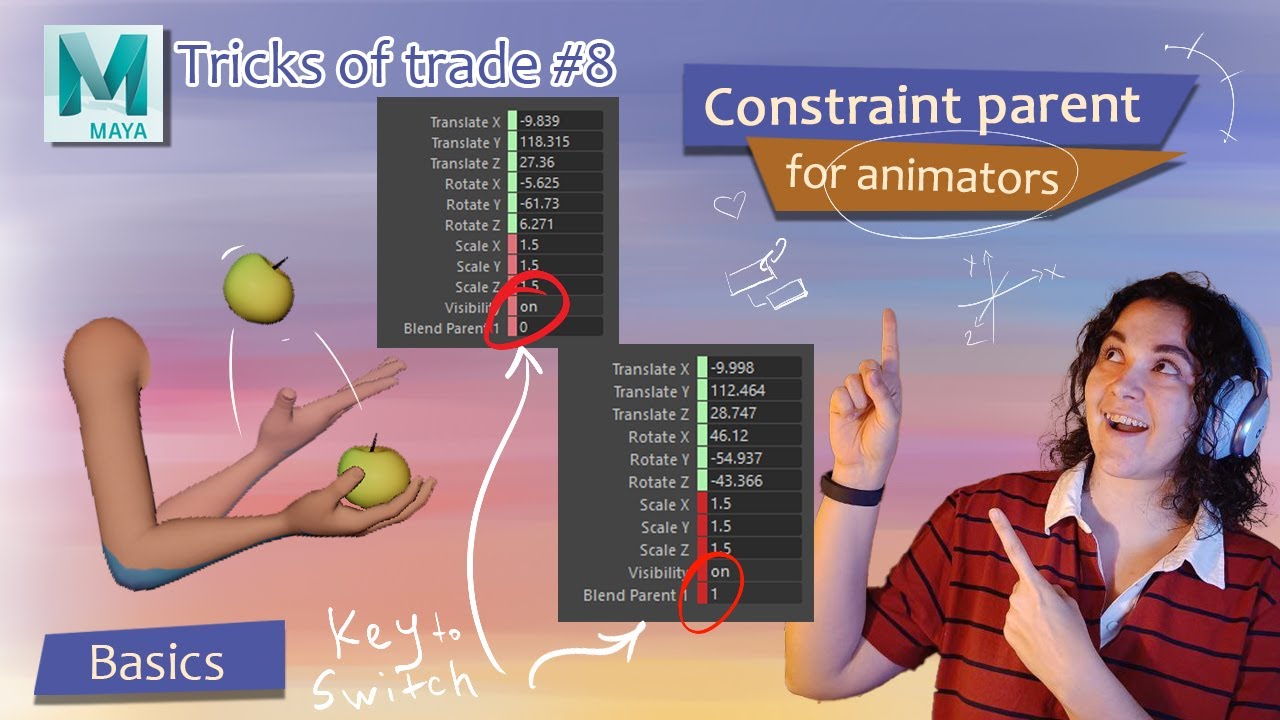 How to throw an apple in Maya? Understand basics of parent constraint