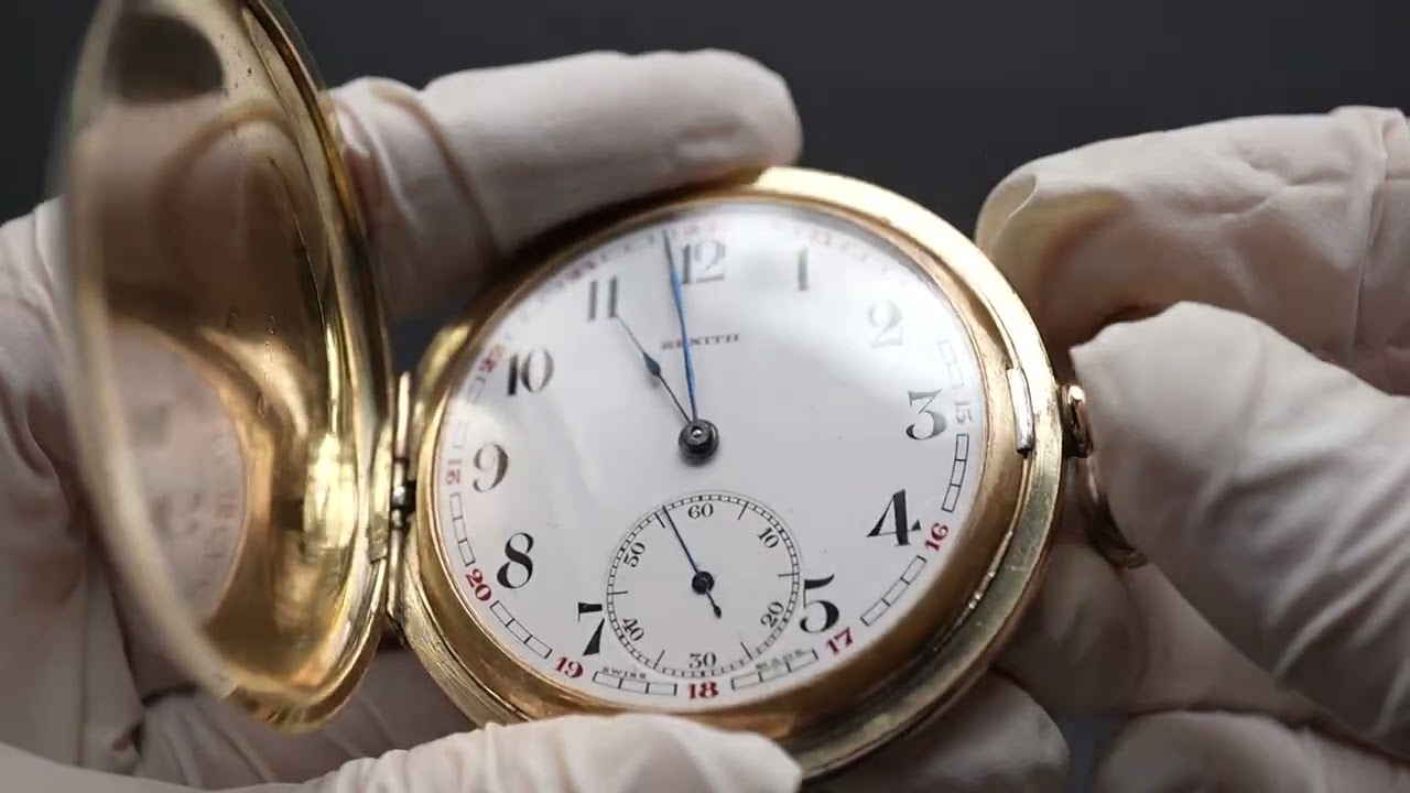 1930年頃 スイス ゼニス 懐中時計 スワンネック機械式 金張りハンター