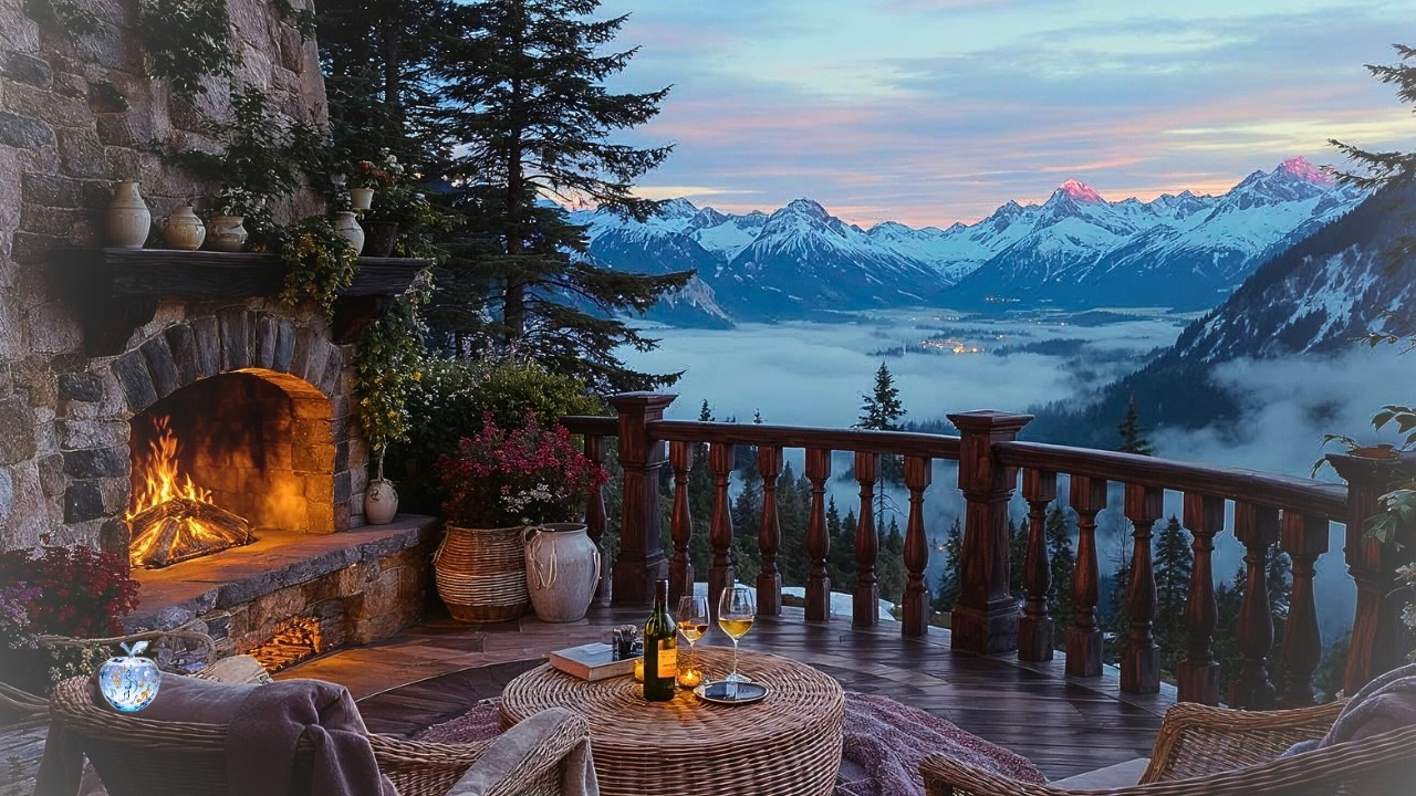 Evening Fireplace in the Alps  | Warm Lofi Beats for Study & Deep Focus