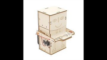 DIY Wooden Toy Coin Swallowing Eating Robot Bank Science Experiment Kits STEM Kid Education Toys