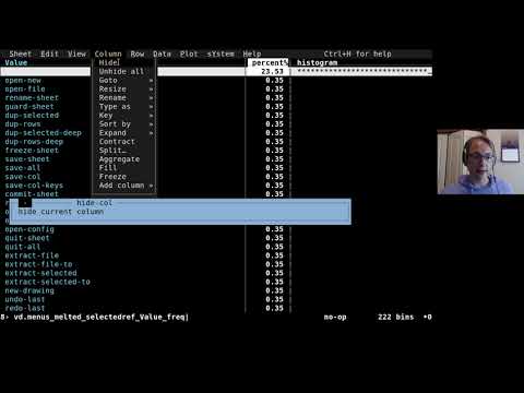 VisiData demo: new menu system