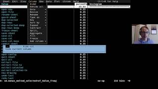 VisiData demo: new menu system