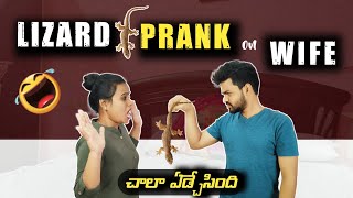 Lizard Prank on Wife 🤣😂Went wrong 😭|| చాలా ఏడ్చేసింది|| Pavan Ramya||