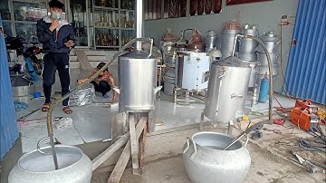 Test thử bộ Nồi Hơi Sục Nấu Đậu Hũ đun bằng điện hoặc đun củi bếp liền thân