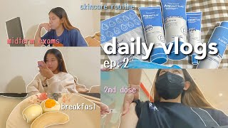 daily vlogs | skincare routine, i got my second dose, emotional breakdown, exams π