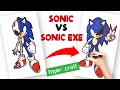 Sonic  sonic exe paper craft drawing  como debujar sonic exe