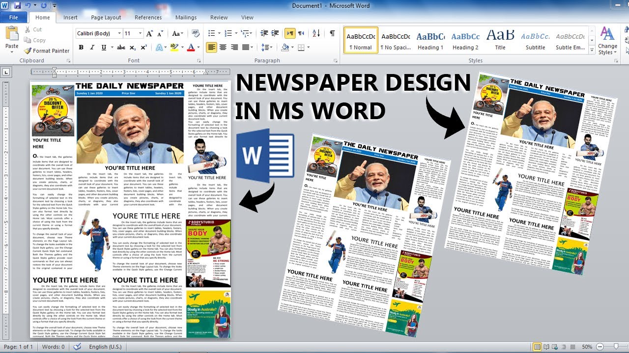 how to make news article in microsoft word